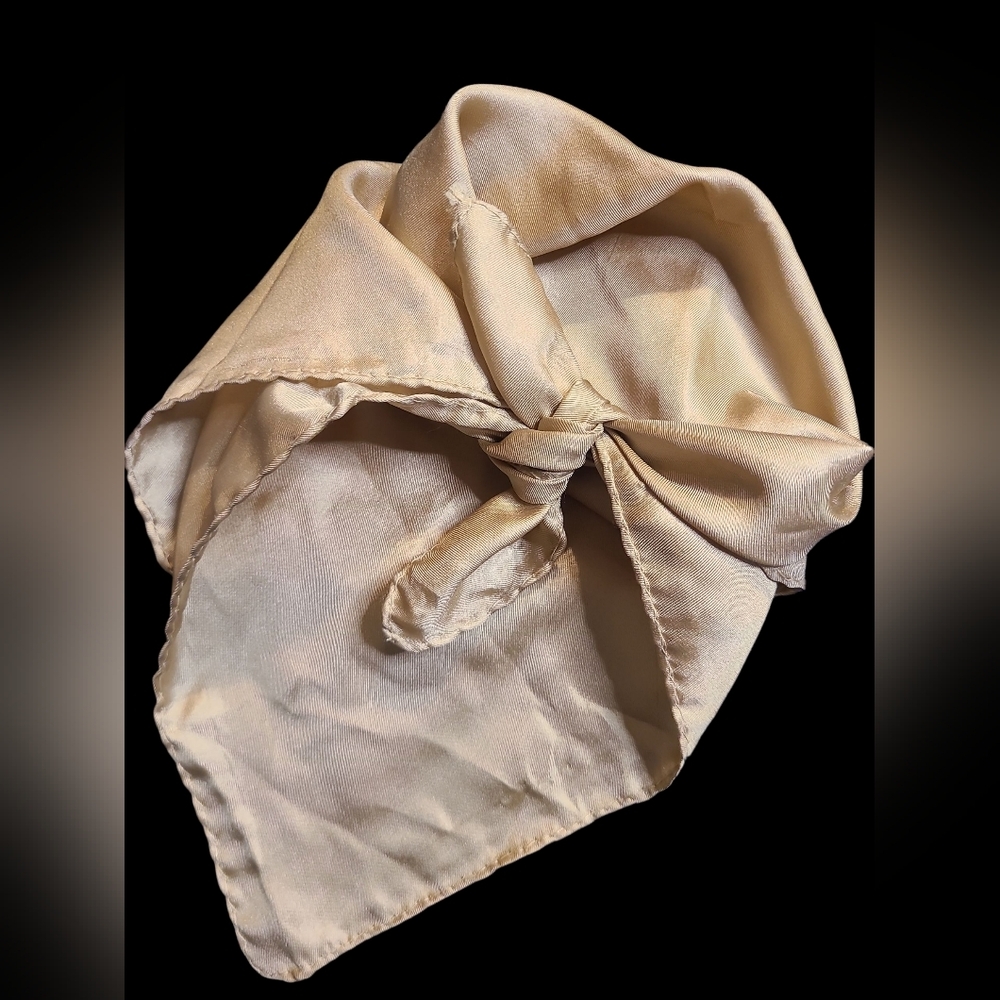 Vintage Gold Tone Handrolled Silk Scarf